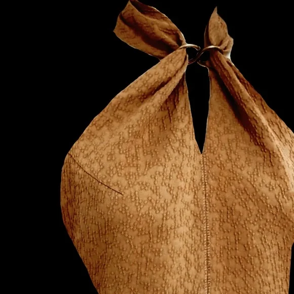 Vintage Yves Saint Laurent Runway Minimalist Halter Strap Textured Sheath Dress - Picture 2 of 8